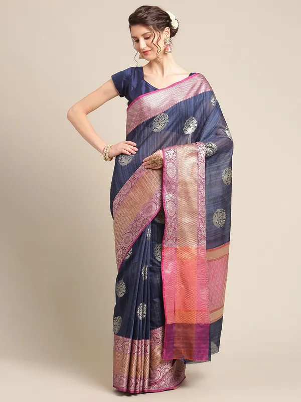 Brown_Matka_Silk/Silk_Blend_Banarasi_Sarees_For_Women