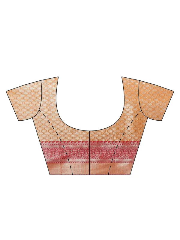 Peach_Matka_Silk/Silk_Blend_Banarasi_Sarees_For_Women