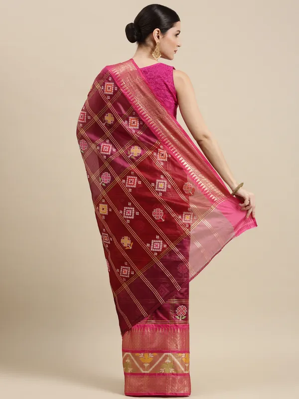 Magenta_Art_Silk_Banarasi_Sarees_For_Women