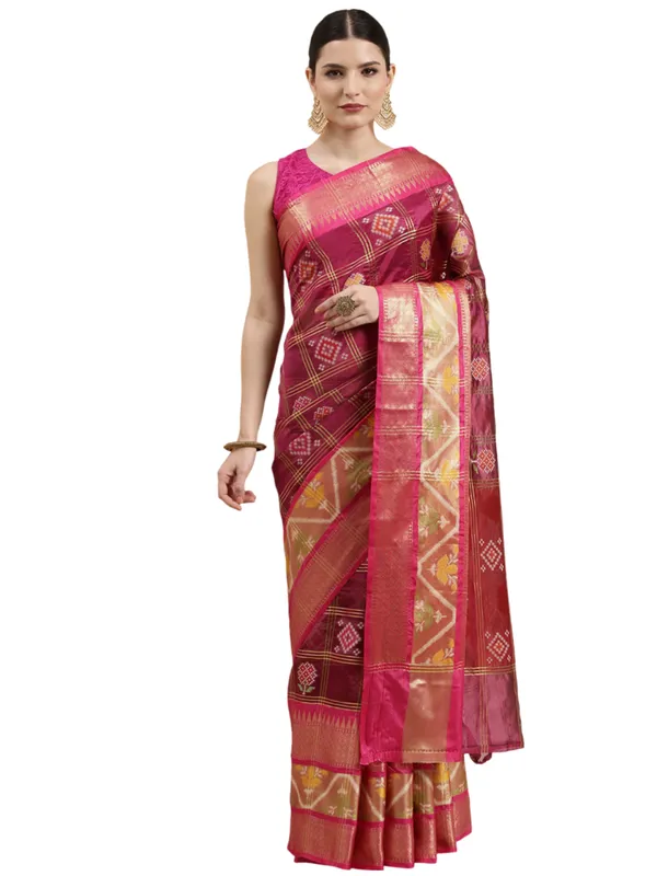 Magenta_Art_Silk_Banarasi_Sarees_For_Women