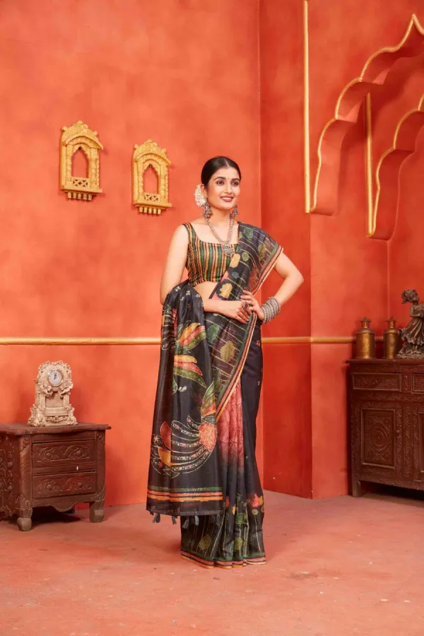 Black_Chanderi_Silk_Fancy_Digital_Printed_Saree_With_Blouse