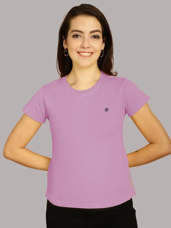 Pack_of_2_Purple_&_Navy_Blue_Cotton_Round_Neck_T-Shirt_For_Women