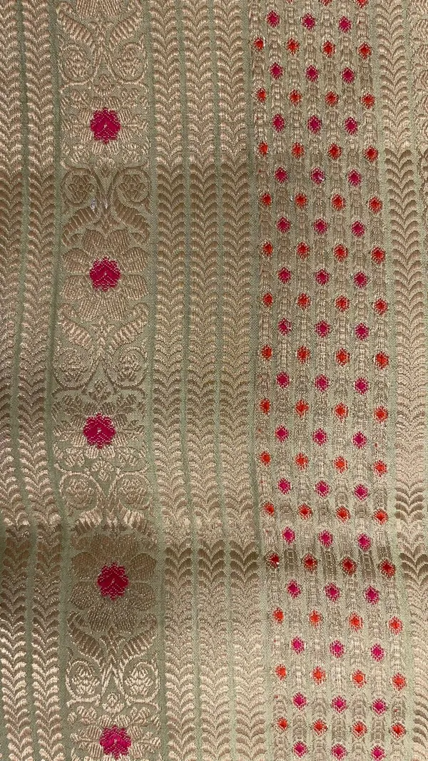 Humairah_Pure_Handwoven_Pistachio_Pure_Chiniya_Silk_Zari_Jaal_Zig-Zag_with_Minakari_Zari_Border_Banarasi_Saree_with_Pistachio_Blouse_piece