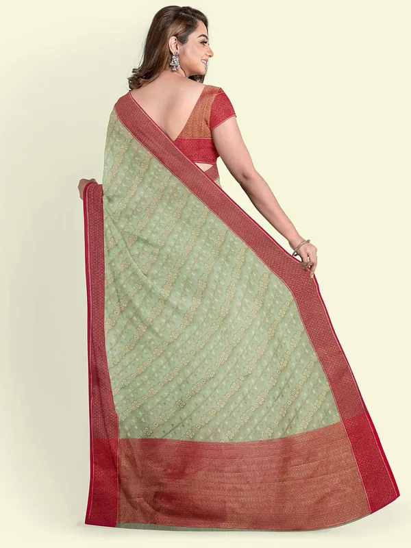 Green_Cotton_Blend_Banarasi_Sarees_For_Women