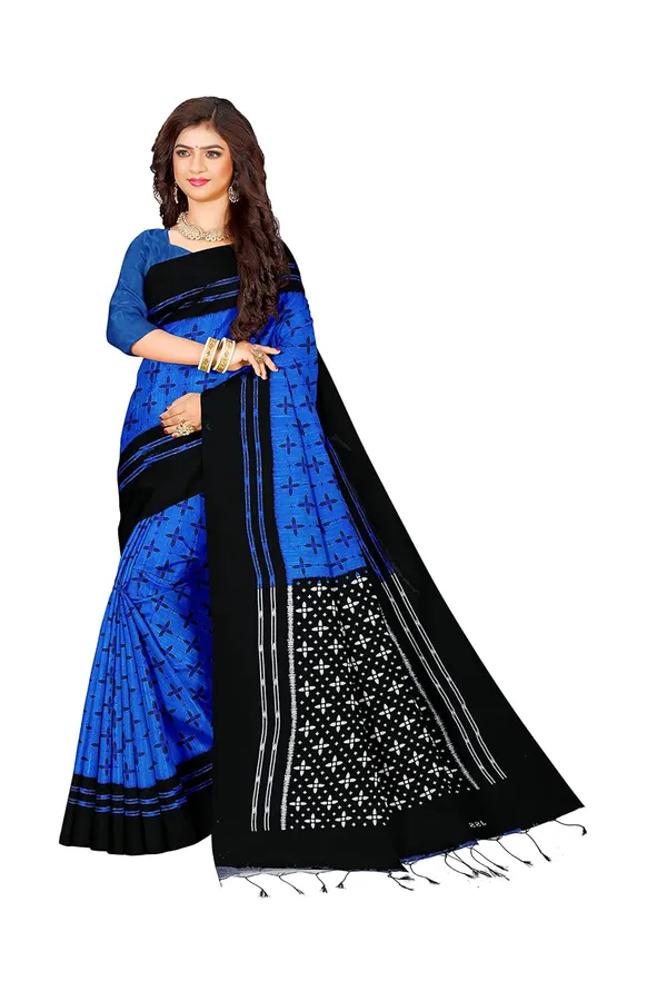 Blue_Sambalpuri_Ikat_Cotton_Saree
