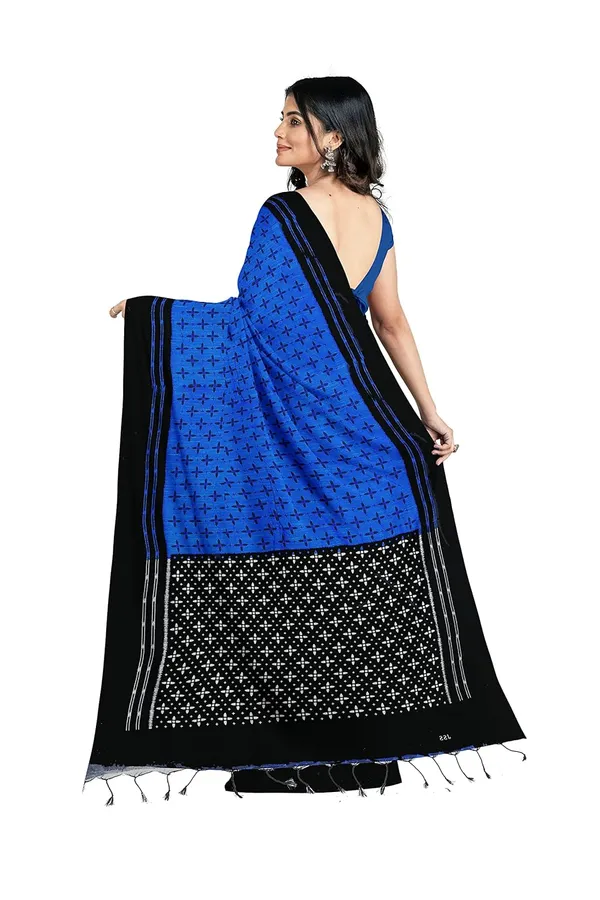 Blue_Sambalpuri_Ikat_Cotton_Saree