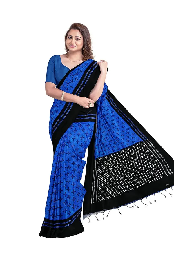 Blue_Sambalpuri_Ikat_Cotton_Saree
