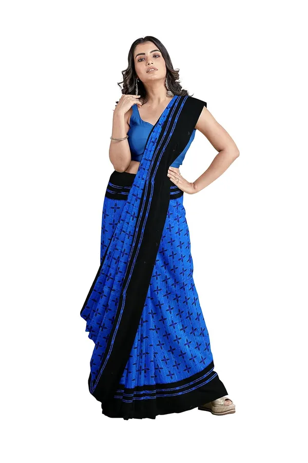 Blue_Sambalpuri_Ikat_Cotton_Saree