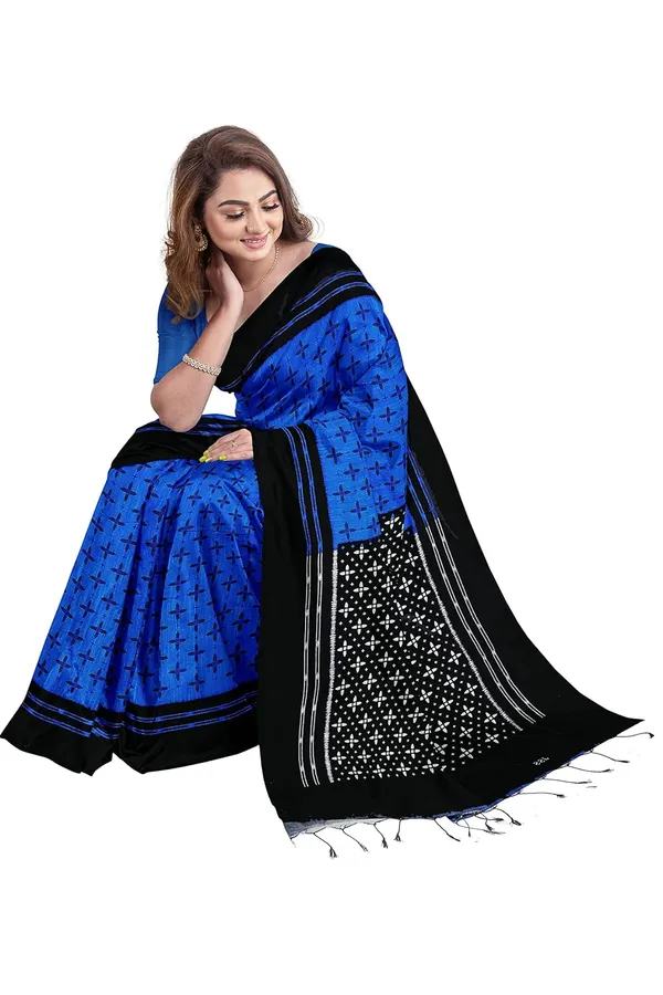 Blue_Sambalpuri_Ikat_Cotton_Saree