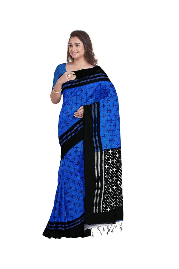 Blue_Sambalpuri_Ikat_Cotton_Saree