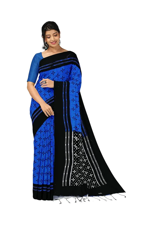Blue_Sambalpuri_Ikat_Cotton_Saree