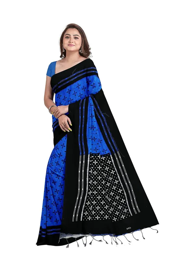 Blue_Sambalpuri_Ikat_Cotton_Saree