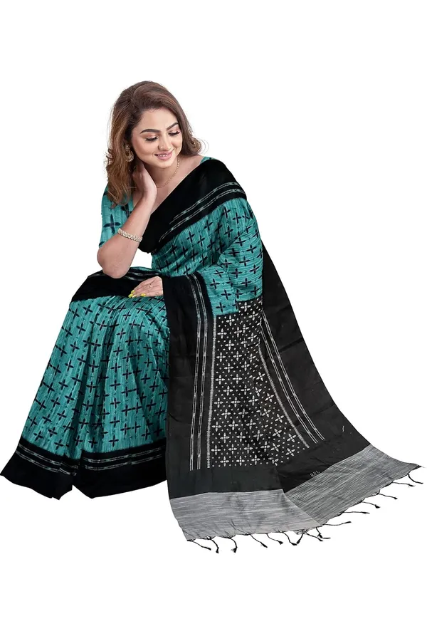 Sky_Blue_Sambalpuri_Ikat_Cotton_Saree