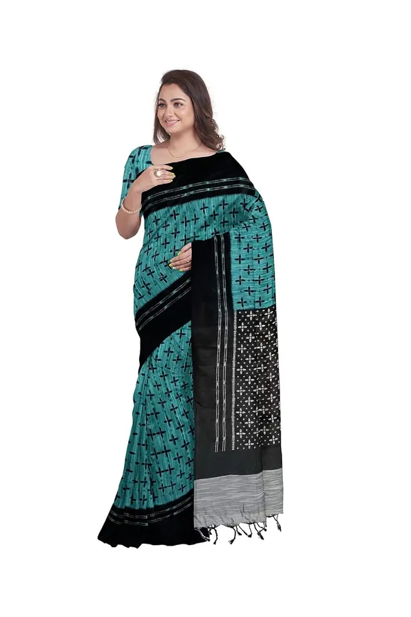 Sky_Blue_Sambalpuri_Ikat_Cotton_Saree