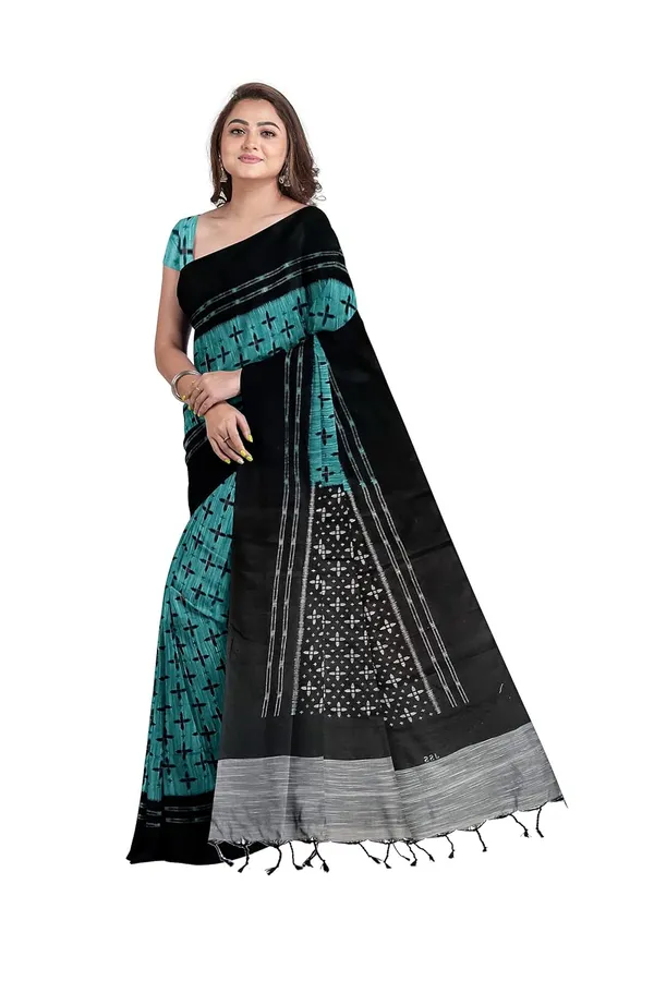 Sky_Blue_Sambalpuri_Ikat_Cotton_Saree