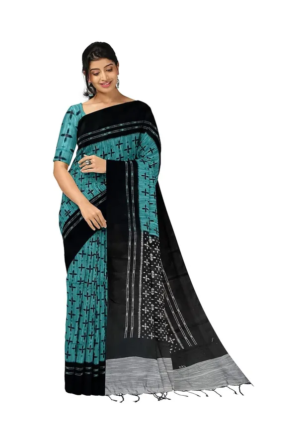 Sky_Blue_Sambalpuri_Ikat_Cotton_Saree