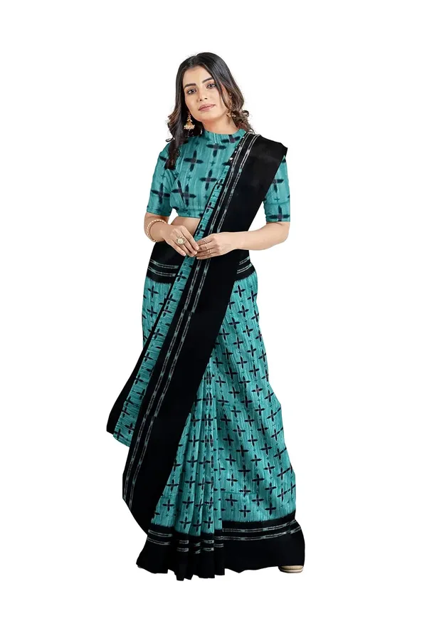 Sky_Blue_Sambalpuri_Ikat_Cotton_Saree