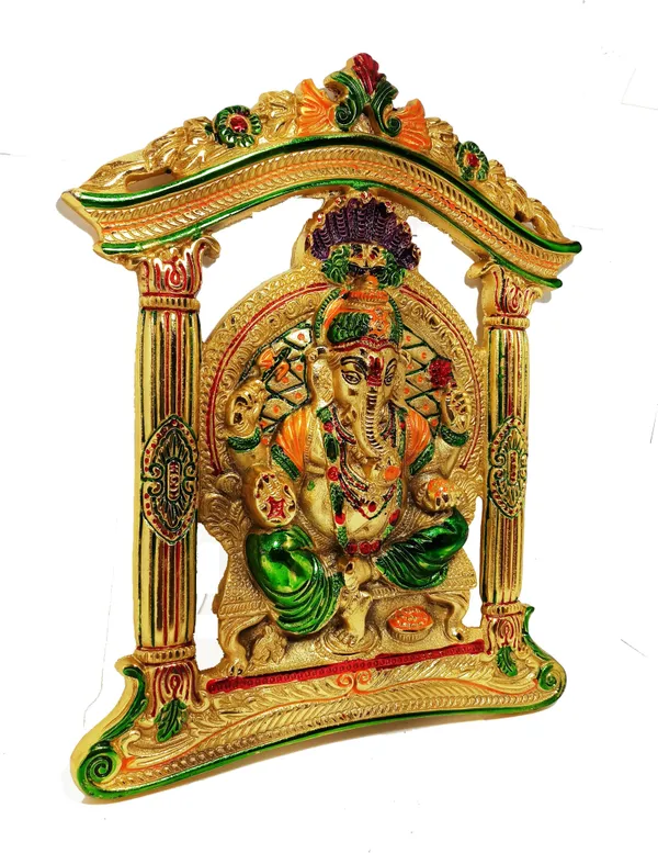 Prince_Home_DCor_Ganesh_Ji_In_Mehrav_Gold_Plated_With_Multi_Color_Meena_Works_Decorative_Showpiece_-_29_Cm_(Aluminium)