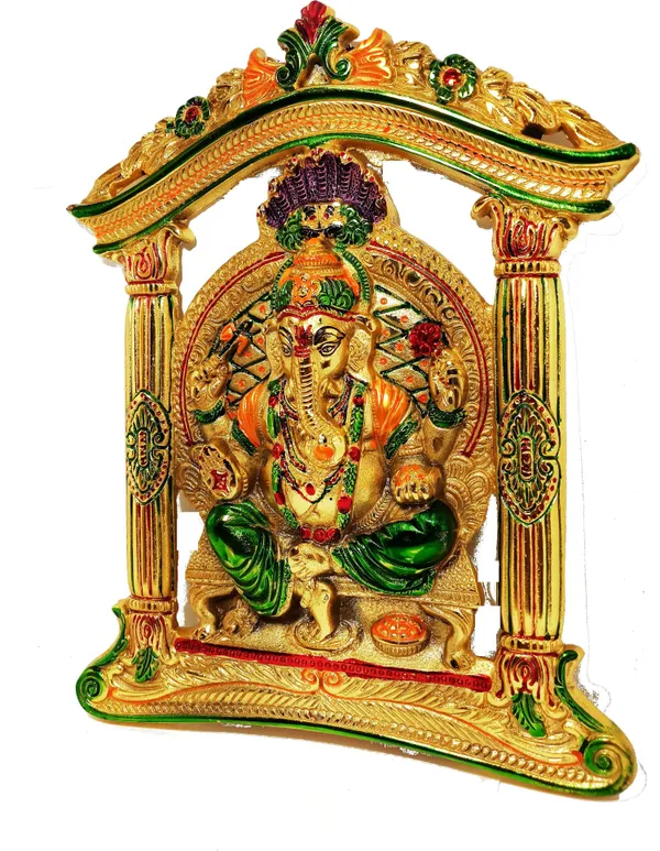 Prince_Home_DCor_Ganesh_Ji_In_Mehrav_Gold_Plated_With_Multi_Color_Meena_Works_Decorative_Showpiece_-_29_Cm_(Aluminium)