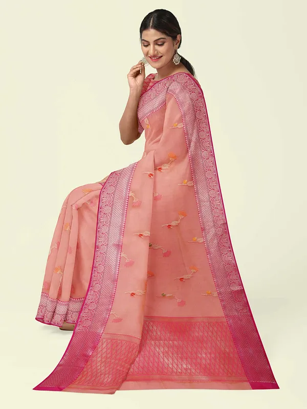 Pink_Cotton_Blend_Banarasi_Sarees_For_Women