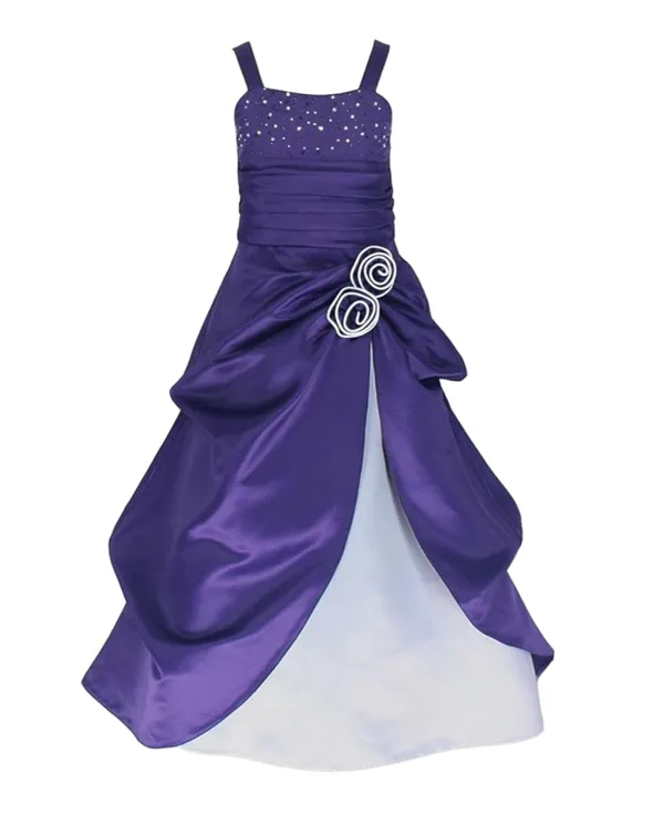 Purple_Satin_Solid_Square_Neck_Dress_For_Girls