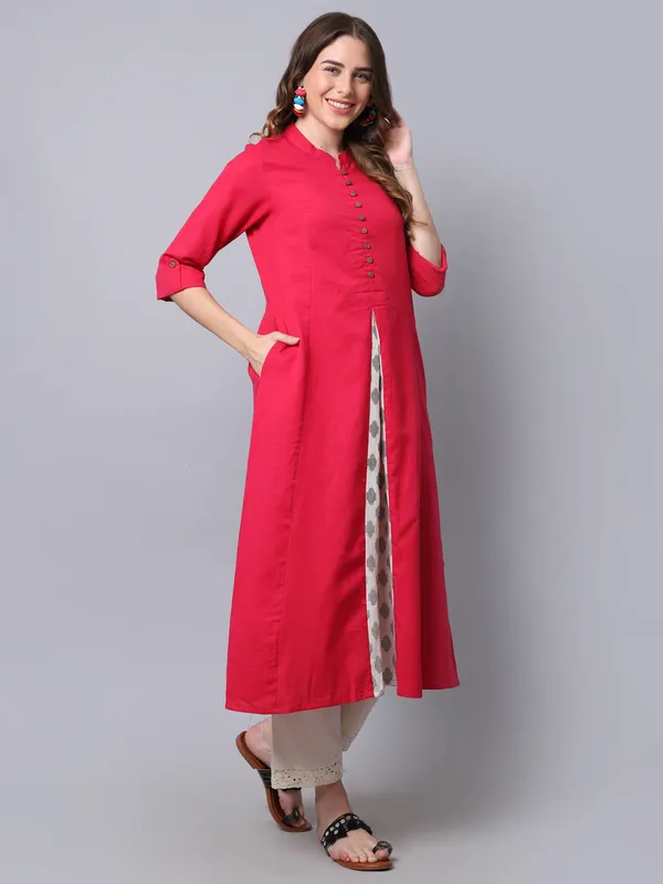 Rani_Pink_Solid_Printed_Cut_Kurta