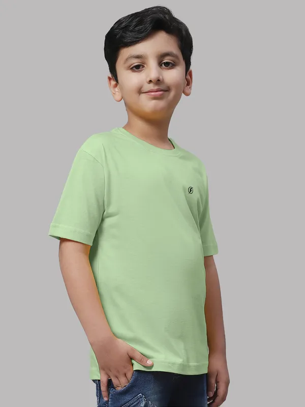 Sea_Green_Cotton_Rib_Round_Neck_Short_Sleeves_T-Shirt_For_Kids