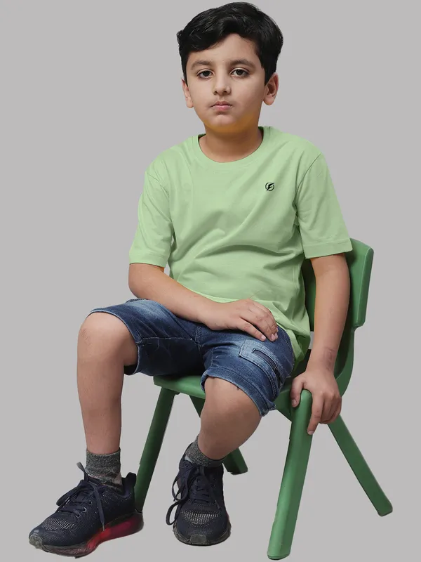 Sea_Green_Cotton_Rib_Round_Neck_Short_Sleeves_T-Shirt_For_Kids