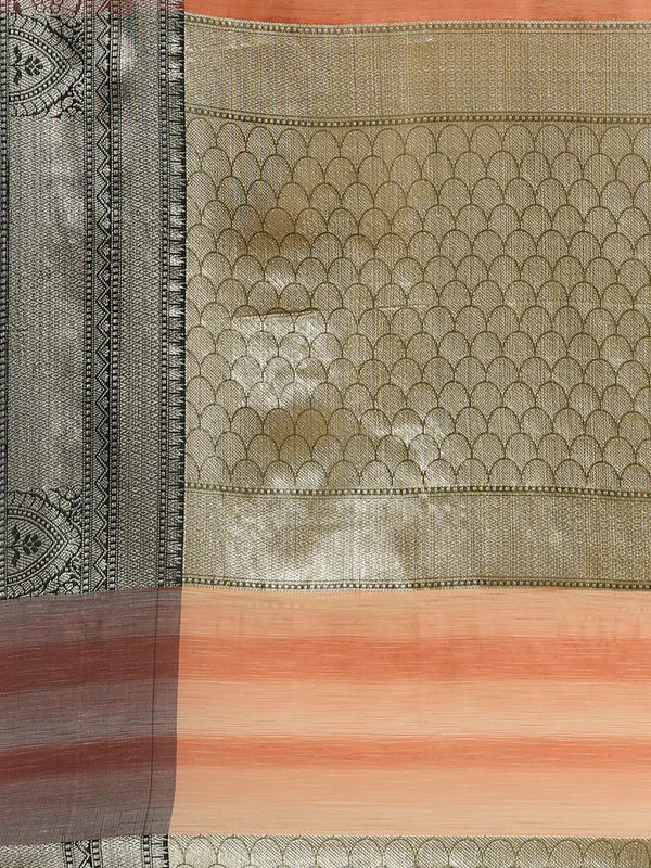 Peach_Matka_Silk/Silk_Blend_Banarasi_Sarees_For_Women