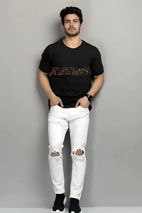 Black_Printed_Half_Sleeve_Cotton_T-Shirt_For_Men