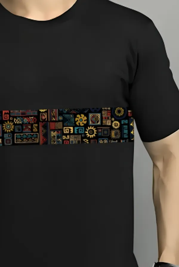 Black_Printed_Half_Sleeve_Cotton_T-Shirt_For_Men