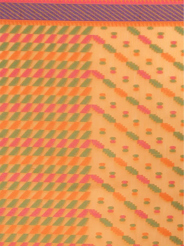 Orange_Cotton_Blend_Banarasi_Sarees_For_Women