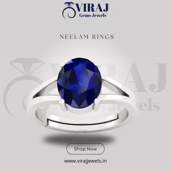 Blue_Sapphire_Created_Gold_Plated_Panchdhatu_Adjustable_Neelam_Ring_For_Men_&_Women_From_4.25_Ratti_To_20.25_Ratti
