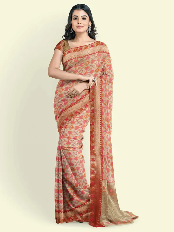 Pink_Cotton_Blend_Banarasi_Sarees_For_Women
