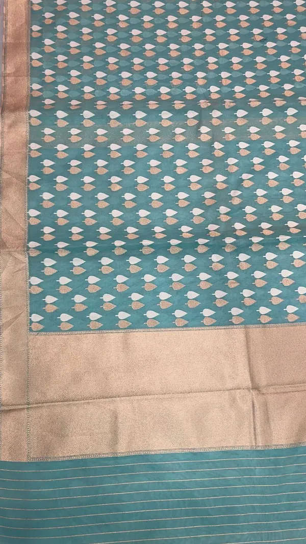 Sea_Green_Cotton_Blend_Banarasi_Sarees_For_Women