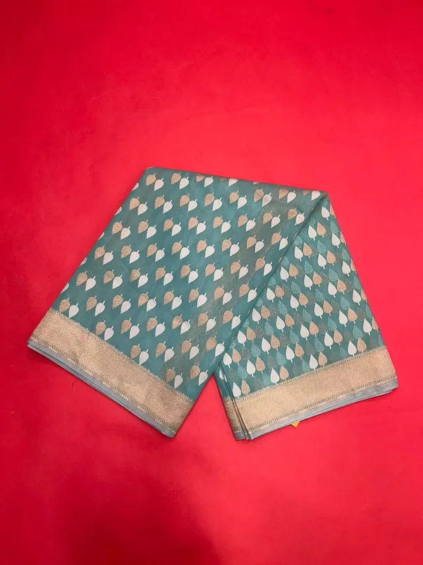 Sea_Green_Cotton_Blend_Banarasi_Sarees_For_Women