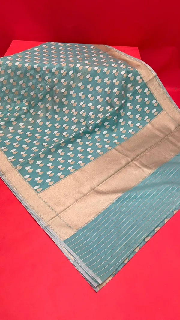 Sea_Green_Cotton_Blend_Banarasi_Sarees_For_Women