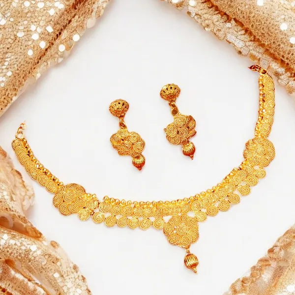 Gold_Astonish_Jalebi_Design_Gold_Plated_Choker_Necklace_Set_For_Women