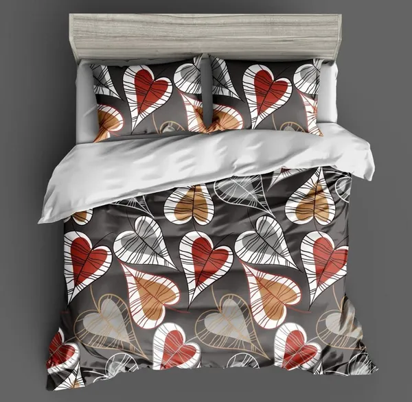 220TC_Queen_Size_Double_Bed_100%_Cotton_Microfiber_Supersoft_Double_Flat_Bedsheet_with_2_Pillow_Covers_|_Gray_Leaf_(Queen_Size_-_90_x_100_Inches)