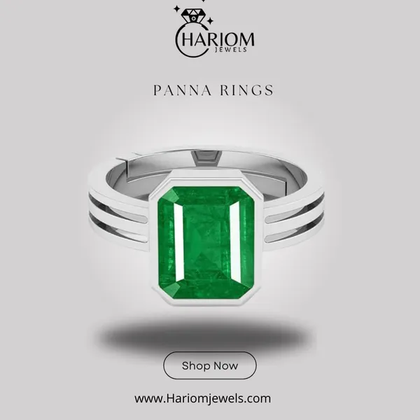Panna_Green_Emerald_Panna_Created_Panchdhatu_Adjustable_Silver_Plating_Ring_For_Astrological_Purpose_Men_&_Women_From_4.25_Ratti_to_20.25_Ratti