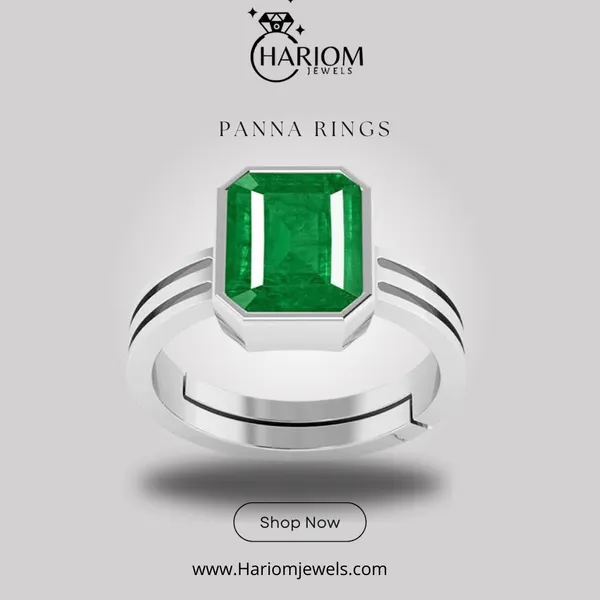 Panna_Green_Emerald_Panna_Created_Panchdhatu_Adjustable_Silver_Plating_Ring_For_Astrological_Purpose_Men_&_Women_From_4.25_Ratti_to_20.25_Ratti