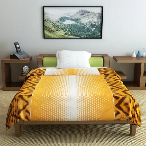 Abstract_Single_Comforter_for_Mild_Winter_(Polyester,_Orange,_Brown)