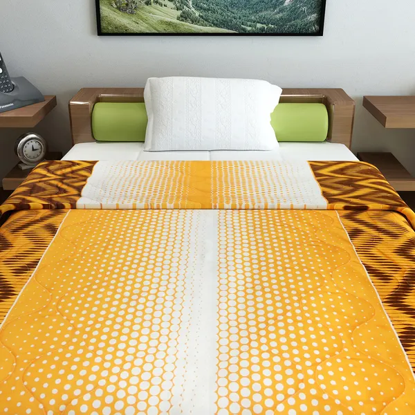 Abstract_Single_Comforter_for_Mild_Winter_(Polyester,_Orange,_Brown)