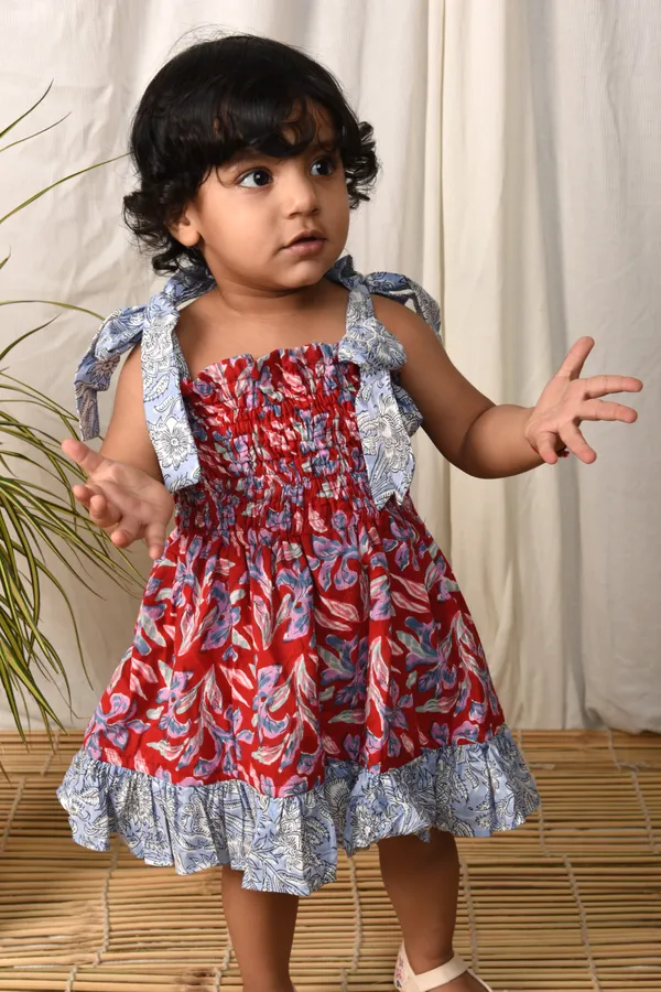 Red_Printed_Cotton_Dress_For_Girls