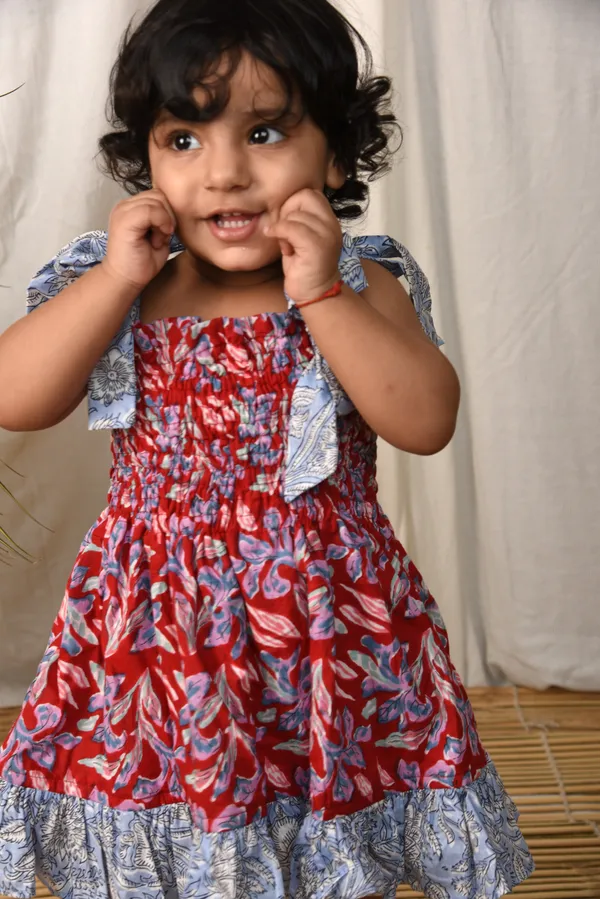 Red_Printed_Cotton_Dress_For_Girls