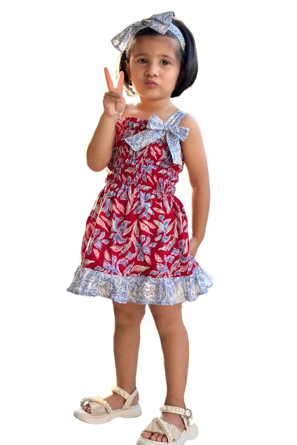 Red_Printed_Cotton_Dress_For_Girls