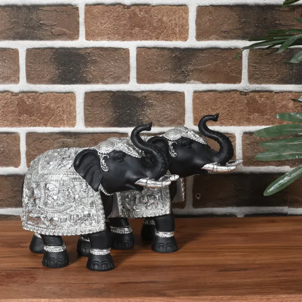 Set_Of_2_Elephant_Decorative_Items_For_Home_|_Elephant_Idols_With_Trunk_Up_For_Good_Luck_&_Vastu_Benefits_|_Silver_&_Black