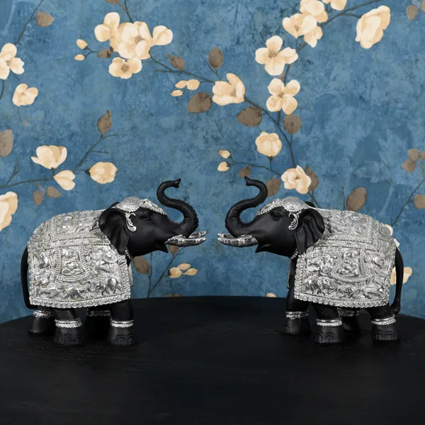 Set_Of_2_Elephant_Decorative_Items_For_Home_|_Elephant_Idols_With_Trunk_Up_For_Good_Luck_&_Vastu_Benefits_|_Silver_&_Black