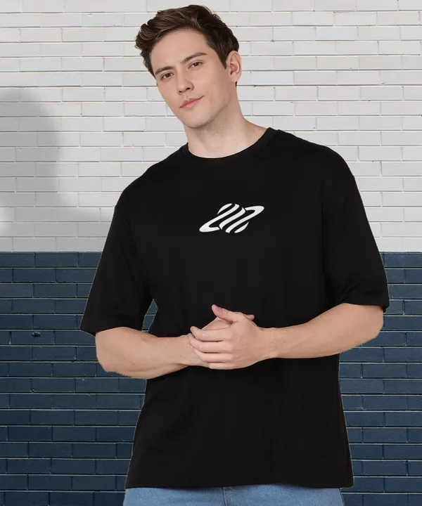 Black_Oversized_Printed_Half_Sleeve_Cotton_T-Shirt_For_Men