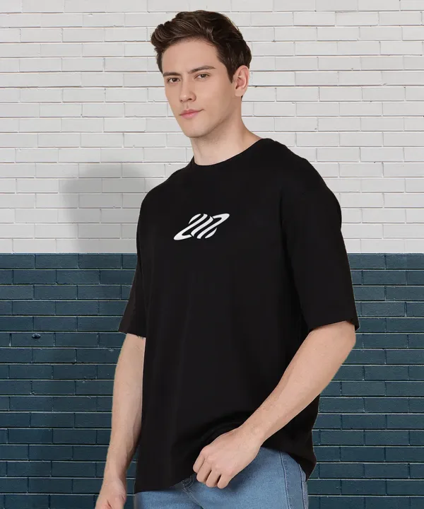 Black_Oversized_Printed_Half_Sleeve_Cotton_T-Shirt_For_Men